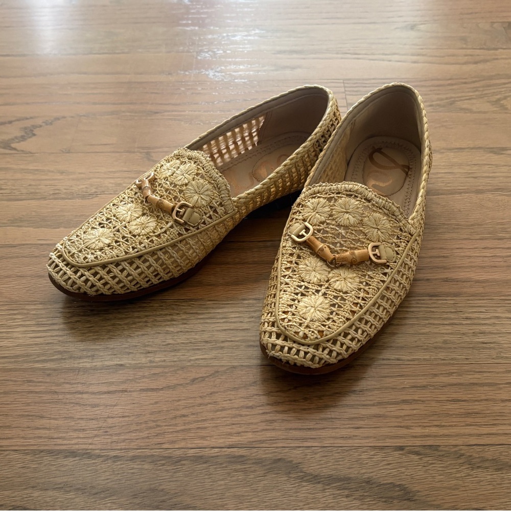 Sam Edelman Lowell Loafer Woven Raffia in Natural Tan